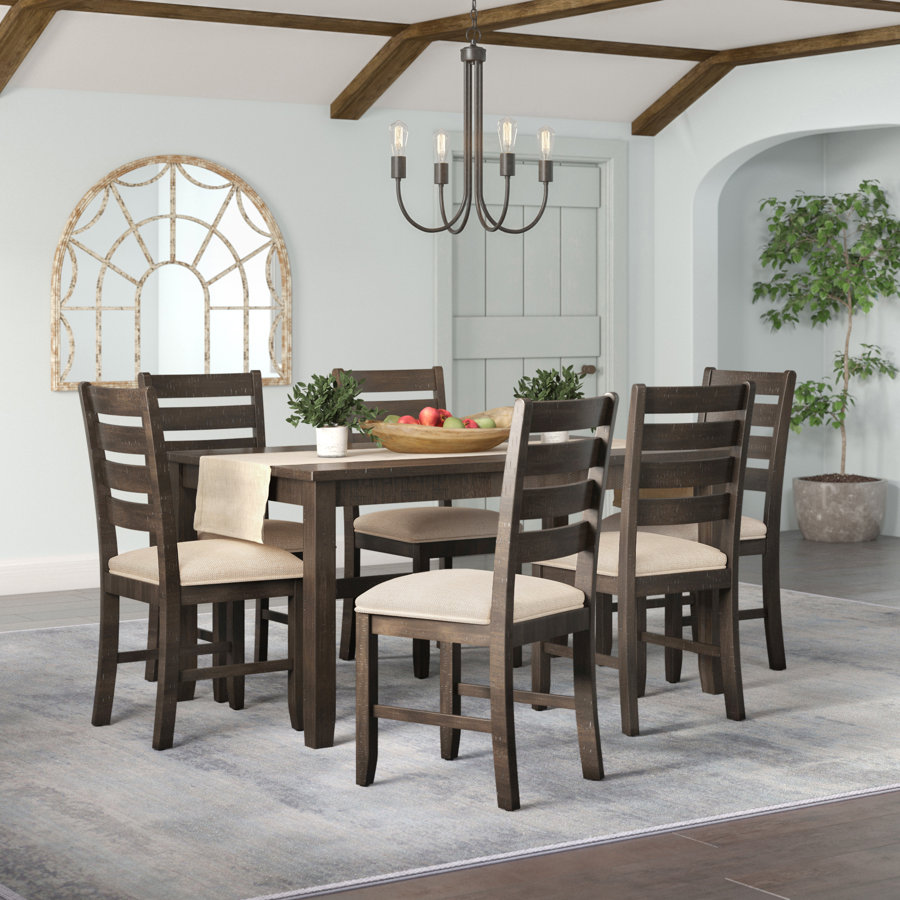 Esdras 7 - Piece Acacia Solid Wood Dining Set